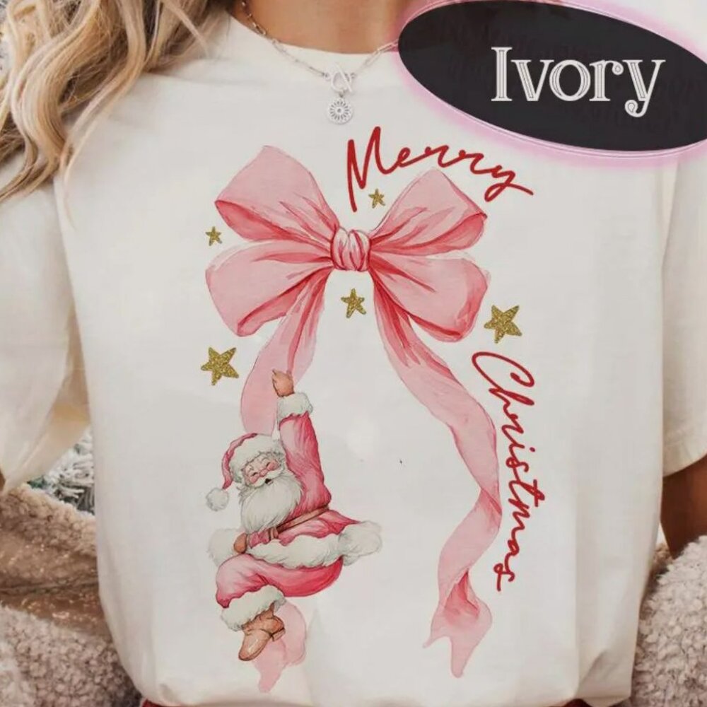 Merry Christmas Santa Ribbon T-Shirt